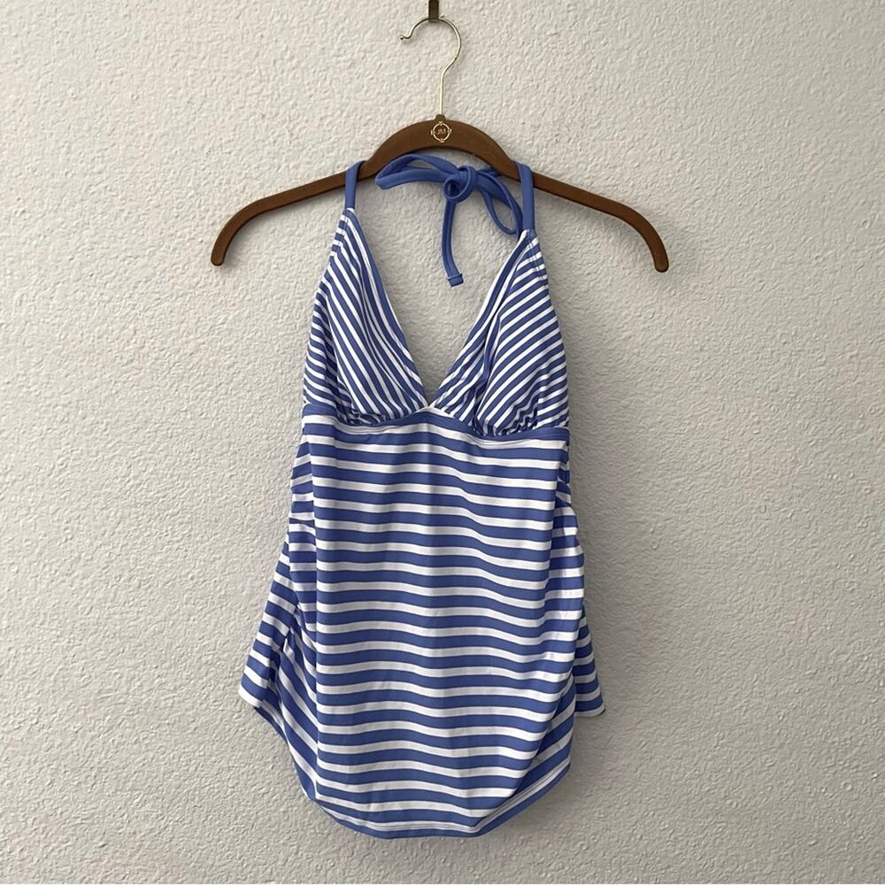 Liz Lange Maternity Tankini Top Blue & White Stripes NWOT